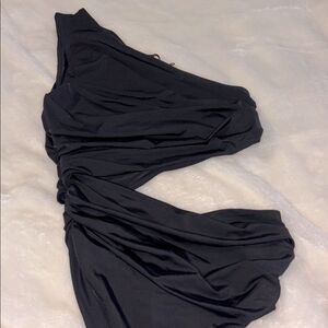 Zara Black One Shoulder Cutout Bodysuit NWT